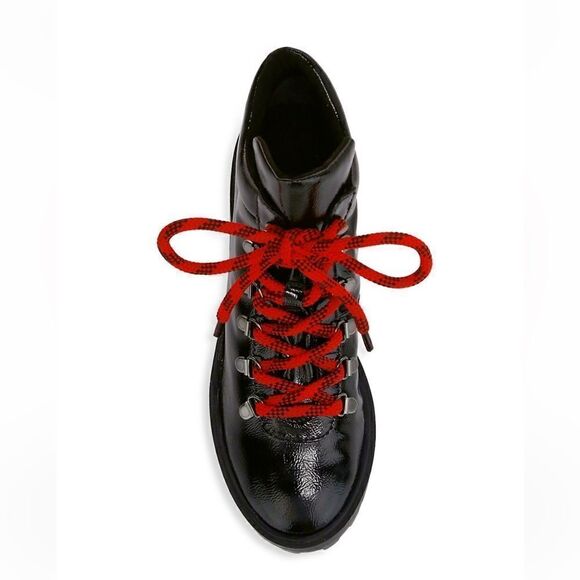 SCHUTZ Patent Leather‎ Hiking Boots Booties, Red Laces/Black, Size 6.5, NWOT - Picture 6 of 17